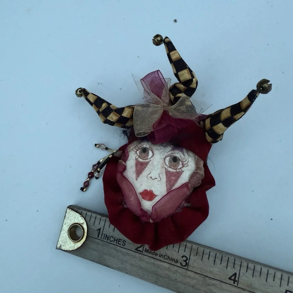 Unique Jester Clown Lapel Pin‎ Brooch Fabric